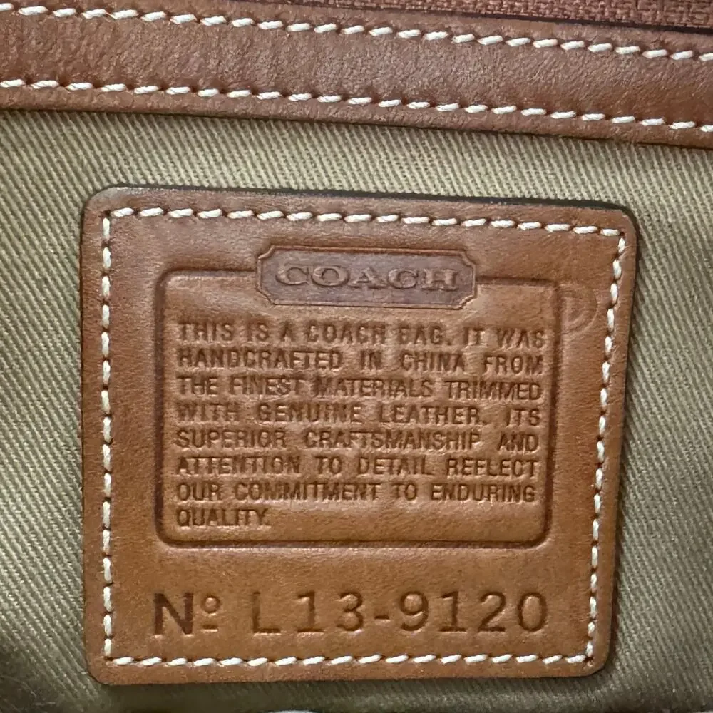 Coach Legacy Demi Flap Shoulder Bag Tan Canvas Brown Leather Trim 9120